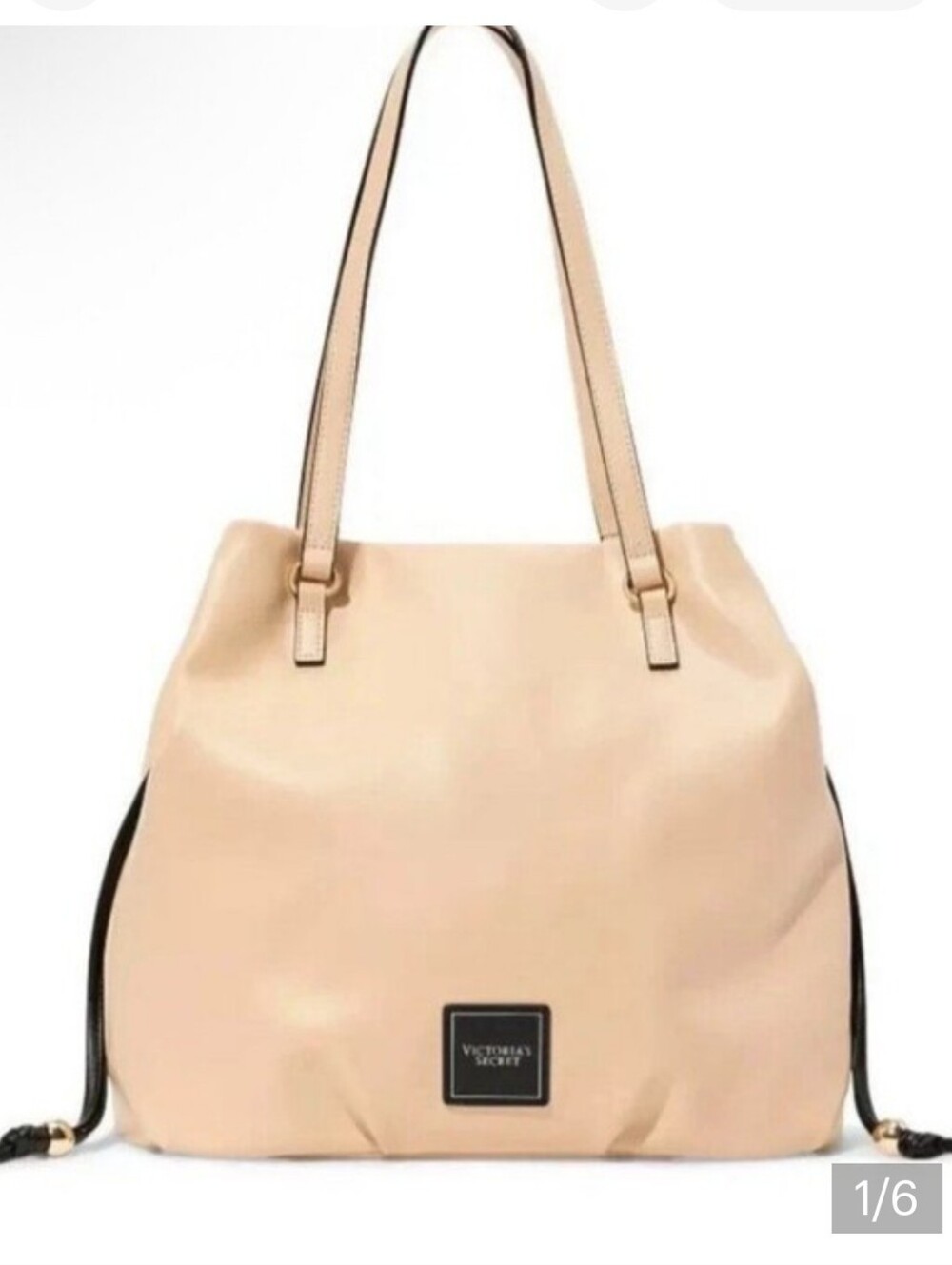 Victoria's Secret Light Beige Faux Leather Cinch Handbag Like New, NWOT